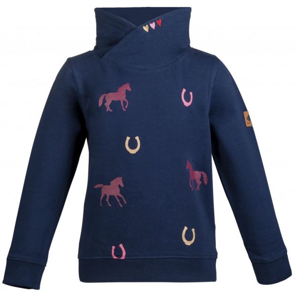 12858_felpa bambina HKM horses Blu