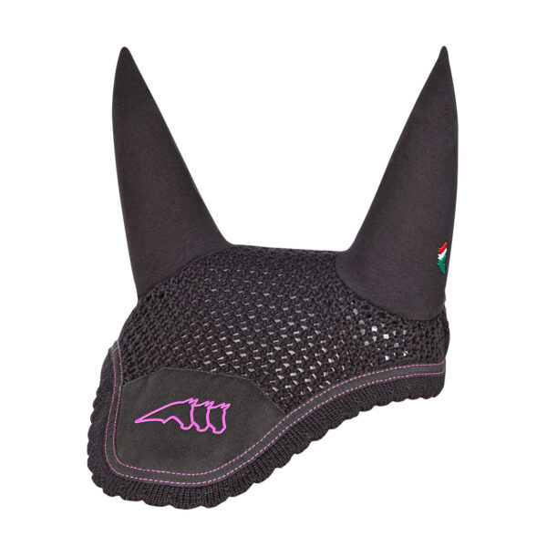 E11204 Cuffietta nera con logo Equiline fucsia Ceabis