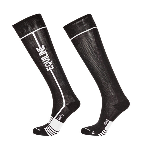 T11355 Calze nero e bianco Equiline con grip system Calinc